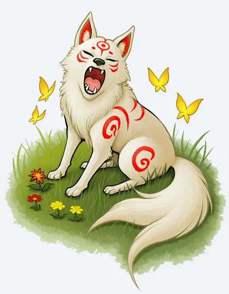 [Clover Studio Capcom (Kenichiro Yoshimura Et Al)] Okami and Okamiden Concept Art Style Blend Illustrious