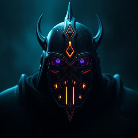 Dark background,  warhammer 40k,  glowing dark   astartes helmet