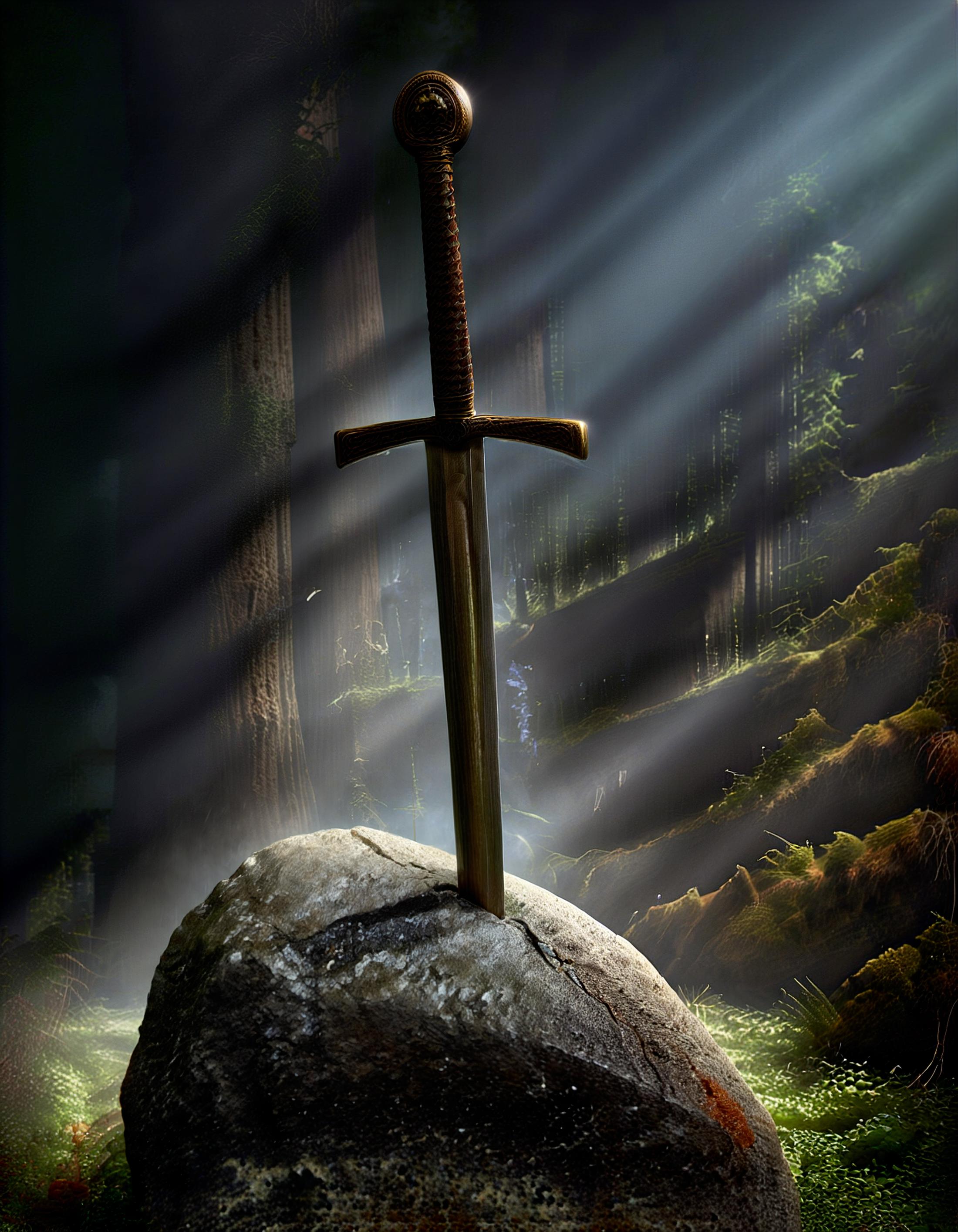 The Excalibur sticking in a rock image by Aderek514