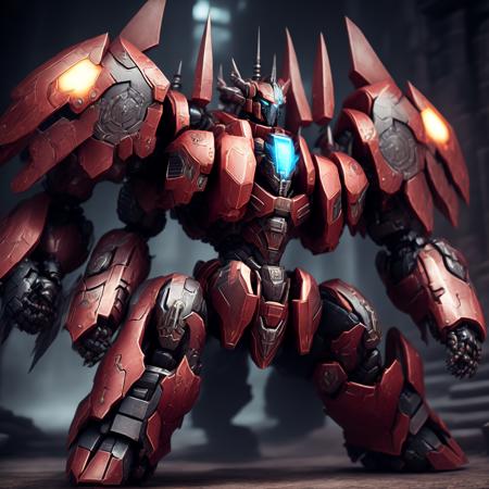 photo Diablo style Dungeons, Gundam Mecha fighting giant mobile armored mechanical beasts (GundamDungeon style:1) <lora:djzGundamDungeon:0.8)