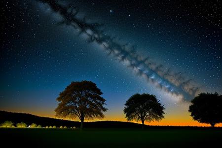octans, sky, star (sky), scenery, starry sky, night, , night sky, outdoors,  cloud, moon, milky way,  tree,