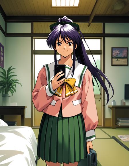 takabe, purple hair, hair ribbon, striped hoodie, white hoodie, blue hoodie, white skirt takabe, purple hair, hair ribbon, open vest, brown vest, striped hoodie, white hoodie, blue hoodie, white skirt takabe, purple hair, hair ribbon, serafuku, pink shirt, pleated skirt, green skirt