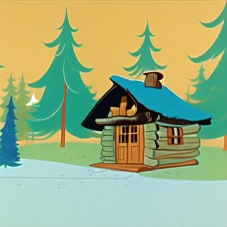 <lora:hannabarberan:0.8> hanna barbera, nature, scenery, forest, cottage, log cabin, pathway  <lora:civilization:0.8>