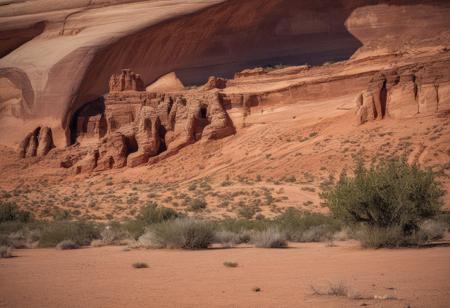 landscape Utah desert, very realistic photography, background arches and cliffs of Utah