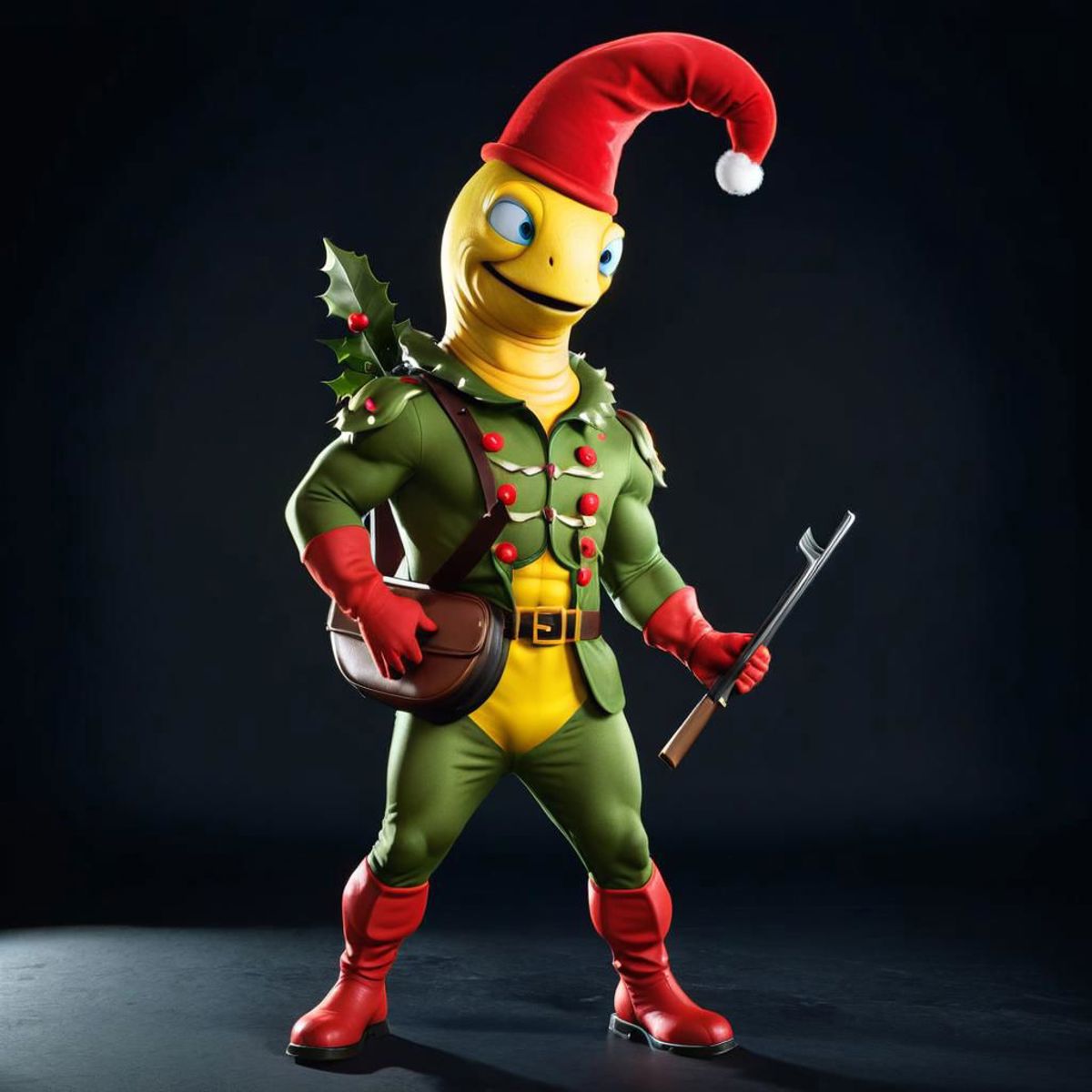 A Christmas-themed toy soldier in a green and red suit.
