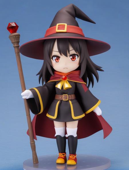 Megumin is a young girl with dark brown shoulder hair and strangely sleepy scarlet eyes. she's got light skin,doll features and a bright complexion,
Megumin wears a classic witch outfit,like a black coat,red robe,orange shoes and black wizard hat,all with golden edges and accessories,and a black necklace,belt and gloves without fingers. megumin's right leg is wrapped in white bandages,and the left black stocking. he wears a brown cane with a floating red gem,<lora:Yuffin:1.0>
Megumin wears a classic witch outfit,like a black coat,red robe,orange shoes and black wizard hat,all with golden edges and accessories,and a black necklace,belt and gloves without fingers. megumin's right leg is wrapped in white bandages,and the left black stocking. he wears a brown cane with a floating red gem,
Megumin wears a classic witch outfit,like a black coat,red robe,orange shoes and black wizard hat,all with golden edges and accessories,and a black necklace,belt and gloves without fingers. megumin's right leg is wrapped in white bandages,and the left black stocking. he wears a brown cane with a floating red gem,