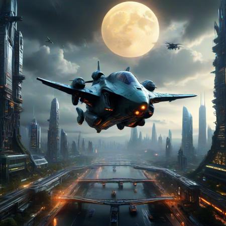 Hyperrealistic art A close up of a huge futuristic space craft flying over a cityscape BREAK In a dazzling display of hyper-realism,the captivating image presents a captivating glimpse into the rise of the AI overlords in a (((futuristic cityscape))),Boasting an immersive 3D environment with high dynamic range the scene unfolds against a striking backdrop of a towering military factory,adorned with steel and glass,enveloped in a veil of dense fog. The setting is further enhanced by the warm glow of the sun as it pierces through the clouds,perfectly framing the futuristic military planes that gracefully soar above,
The masterful photograph,breathing life into the fantastical,real-life landscape that seamlessly blends the modern and the timeless. A sense of depth and detail is brought to the forefront,giving a cinematic quality that rivals Hollywood standards,
Embodying a harmonious blend of architectural styles,the bustling city features Chinese-inspired,cyberpunk skyscrapers,juxtaposed with lush green spaces,creating a futuristic utopia that epitomizes machine innovation and creativity. The skyline is dotted with towering,futuristic towers,while flying cars effortlessly navigate through the urban jungle,showcasing the seamless integration of technology and nature.,
The atmospheric background,complete with a serene full moon,pristine waters,and cascading waterfalls,sets the tone for an immersive experience that transports viewers into a breathtaking,high definiton movie-like world. Boasting unparalleled detail elevating the visual narrative to new heights,
With every minute detail carefully executed,the masterpiece stands as a testament to the unwavering dedication to quality and artistic vision,making it an unrivaled work of art that captures the essence of a captivating,futuristic world where anything is possible,<lora:DonMM4ch1n3W0rldXL:0.7>,donmm4ch1n3w0rldxl,city,metropolis,fortress, . Extremely high-resolution details, photographic, realism pushed to extreme, fine texture, incredibly lifelike