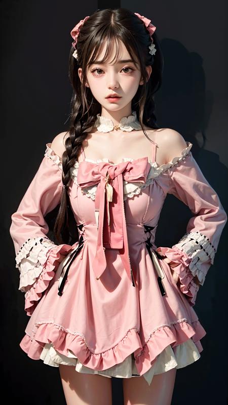 grassland, 1girl, solo, full_shot, hands_on_hips, 
<lora:è´é¢neg4all_bdsqlsz:0.8>, mh \(manaka nemu\), pink dress,, best quality, ultra high res, (photorealistic:1.4), masterpiece, highres, original, extremely detailed wallpaper