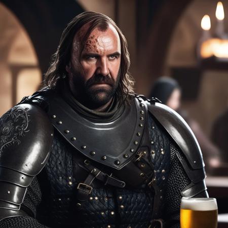 SandorClegane1024, in a medieval tavern, drinking a beer, detailed eyes, photography, trending on artstation, sharp focus, studio photo, intricate details, highly detailed, by greg rutkowski   <lora:SandorClegane1024:0.8>