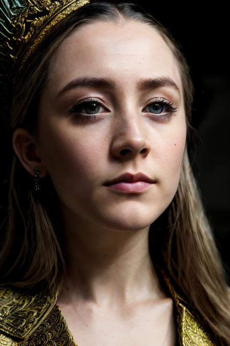 A stunning intricate full color portrait of saoirseRon1 , dressed as a queen from game of thrones, epic character composition, by ilya kuvshinov, alessio albi, nina masic, sharp focus, natural lighting, subsurface scattering, f2, 35mm