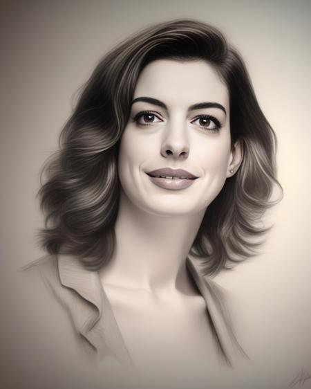 AnneHathaway,<lora:AnneHathawaySDXL:1> sketching on ivory paper with charcoal pencil, in the style of realistic hyper-detailed portraits, digital airbrushing, commission for, i can't believe how beautiful this is --ar 55:64 --s 750 --niji 5