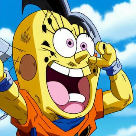 dbz style, spongebob, highly detailed