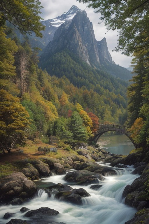 Create a tilted-shift highly realistic and dramatic scene featuring beautiful mountains and forests of the Pacific Northwest.  The lighting should be breathtaking, with clear and captivating highlights and shadows, adding depth and dimension to the scene. The overall image should be vivid, detailed, and magical, capturing the serene beauty of this idyllic landscape <lora:eye_catching:0.5> <lora:extremely_detailed:0.4>  <lora:MJ52:0.4>