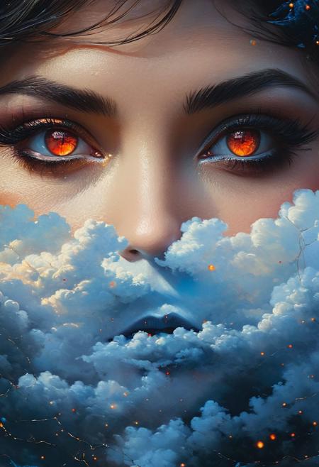(The devil  with glowing eyes) (ingenious opus magnum by Michael Vincent Manalo and Elvira Vigna:1.2), (pastel oil painting:0.1), high key with glistening light, cosmic anddireful and dramatic atmosphere, (zestful quinacridone nickel azo gold and electricblue color swatch:0.1), raw details, crisp details, bokeh lights, <lora:xl_more_art-full_v1:0.6> ,analog photo, full body,, tall height, against the rise in the background, , , epic clouds, (oil on canvas:0.2), , art by Jeremy Mann, god rays, dramatic light,    ,  (art by Eduard Wilhelm Pose and Master of the Holy Blood and Ivan Bilibin:1.1), (oxygen-rich air and sheltered atmosphere,, aesthetic of hard - edge painting:0.1), symmetry and balance, pioneering unparalleled masterwork with superior details, <lora:MJ52:0.90> <lora:xl_more_art-full_v1:0.4> <lora:RMSDXL_Creative:1>,(skin texture),masterpiece, top quality, best quality, official art,highest detailed,,atmospheric lighting, cinematic composition,complex multiple subjects, 4k HDRvaporwave style , , cyberpunk, vibrant, neon colors, , highly detailed,,,Leica Q2 with Summilux 35mm f/1.2 ASPH, ,clear face, Ultra High Resolution, wallpaper, 8K,Rich texture details, hyper detailed, detailed eyes, detailed background, dramatic angle,