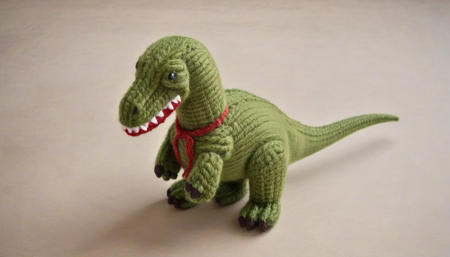 <lora:Yarn_XL-000014:0.6> a knitted Tyrannosaurus Rex