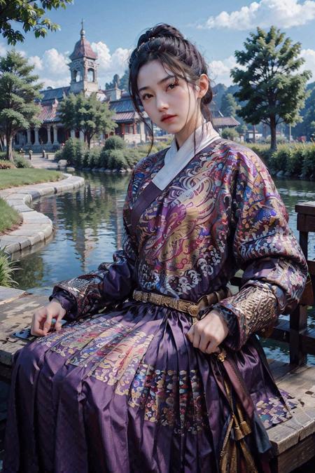 1girl, masterpiece, 8k, best quality, photorealistic, purple feiyufu, beautiful breasts,  <lora:feiyufu_v1:0.8>, outdoor