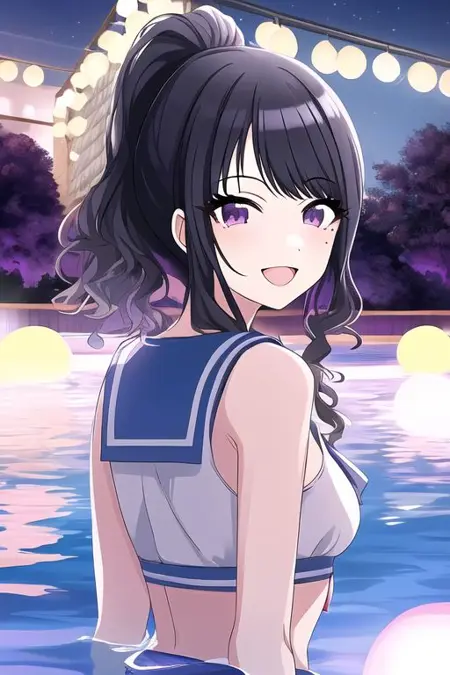 Nighttime pool with pink lighting | ナイトプール