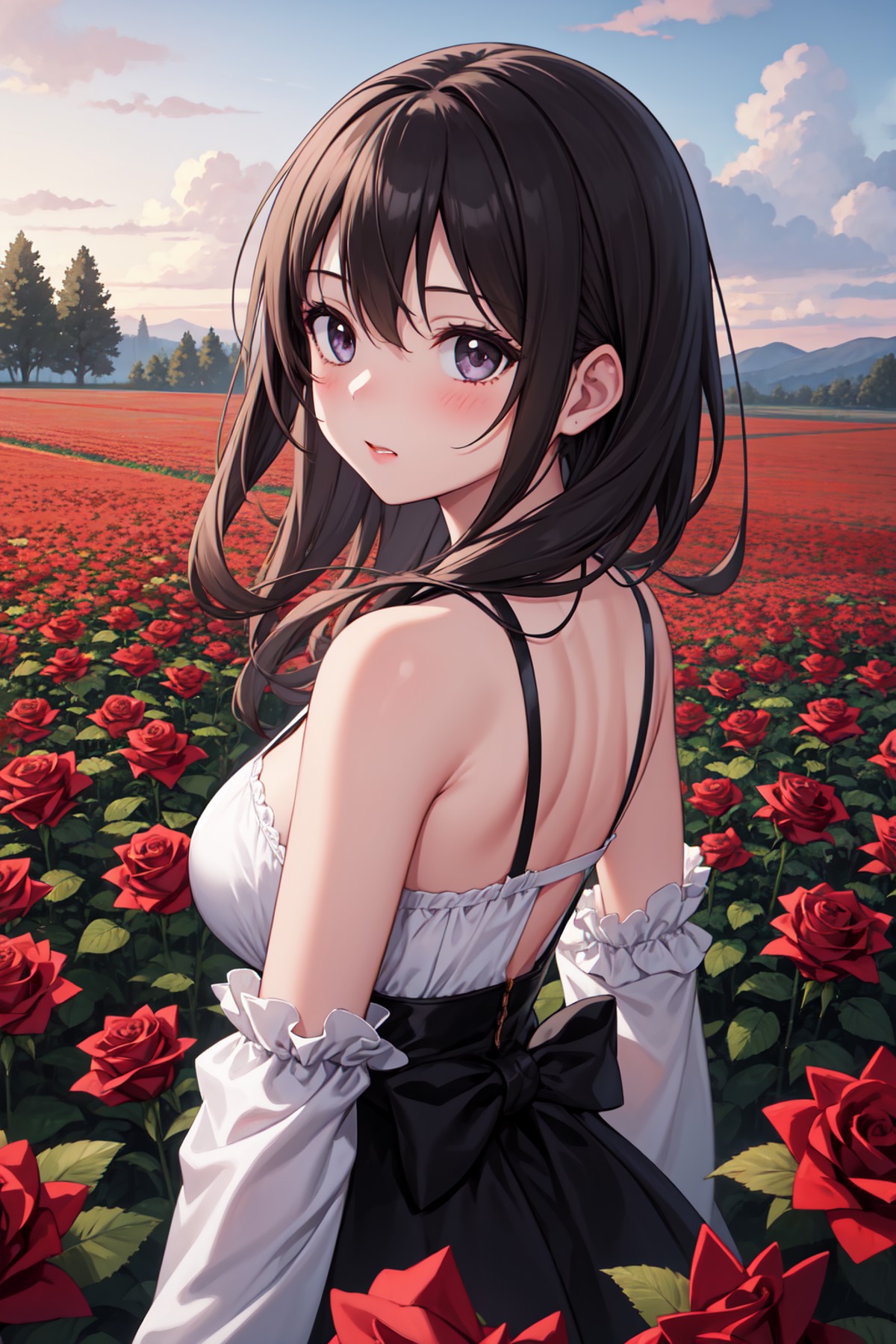 masterpiece, best quality, (1girl:1.2), rose field,