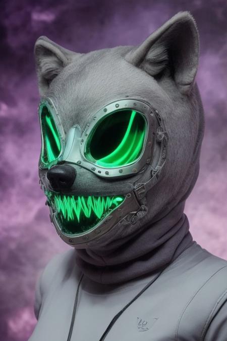 Photograph of a heist mask shaped like a wolf with horror design, metallic green and fluid silver like mercury, minimalistic blurry horror background, horror light 
 <lora:aidmaGlitchStyle-v0.1:0.75> glitch, flickering, digital, glitching
 <lora:SDXLFaeTastic2400:0.35>
 <lora:aidma-Image Upgrader-v0.1:0.4>