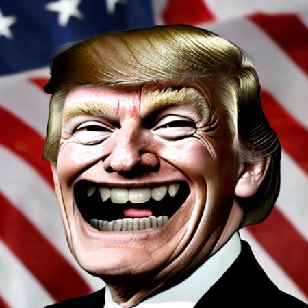 donald trump in tr0ll face <lora:tr0ll-000035:0.8>, Three-quarter,
