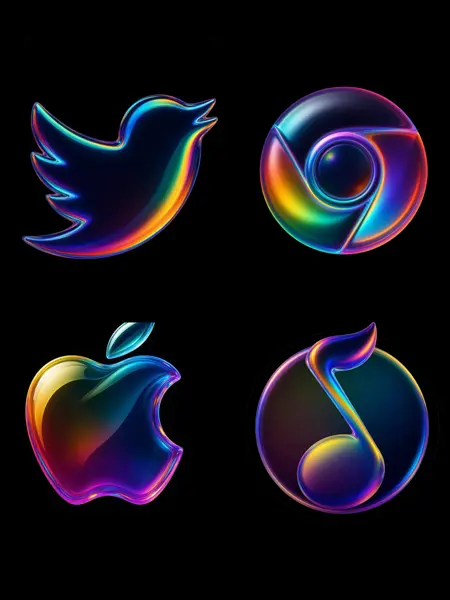Acid design style colorful glass icons