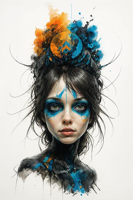 mysterious silhouette uncanny woman, by Minjae Lee, Carne Griffiths, Emily Kell, Steve McCurry, Geoffroy Thoorens, Aaron Horkey, Jordan Grimmer, Greg Rutkowski, amazing depth, double exposure, surreal, geometric patterns, intricately detailed, bokeh,  perfect balanced, deep fine borders, artistic photorealism , smooth,  great masterwork by head of prompt engineering   <lora:add-detail-xl:2>  <lora:xl_shuimo:0.7> ink wash painting <lora:Cute_Drawing:0.55>  <lora:hyperkraximalism_v1-1:0.25>