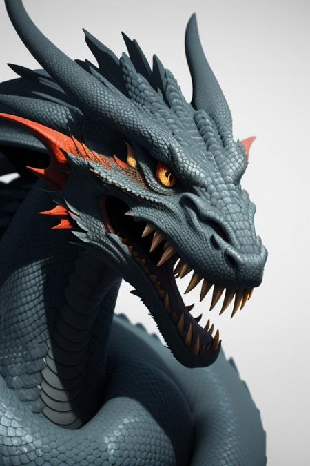 Asian dragon,  White snake gradient  color, rough, textural, broad brush strokes, red color prominent detailed, alienzkin, silhouette, c4d, blender, raytracing, unreal engine 5, render 3d, face close up, Red Simple background,