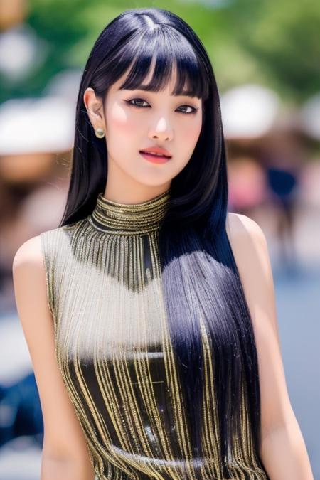 (black long hair:1.2),<lora:gidleMinnieV1:1>,Minnie,(close-up photo:1.2),(pov:1.1),korean, woman,complex 3d render ultra detailed, smile, portrait of beautiful woman, moody portrait, striking features, beauty, intricate details, dramatic composition, tension, contrast, texture, realism, high-quality rendering, stunning art, high quality, film grain, Fujifilm XT3,swirly bokeh,(realistic, photo-realistic:1.2),RAW photo,physically-based rendering,(looking at viewer:1.4),(8k, best quality, masterpiece:1.2),(full body shot:1.1),octane render,extremely detailed CG, unity 8k wallpaper,in street,urban,city,(rim light,studio soft light,sunlight:1.1),standing,(a girl is wearing sleeveless:1.5),hyper realistic detail shiny skin,ultra detailed,(ultra realistic:1.2),(intricate:1.2),(photorealistic:1.1),1girl,(skinny:1.3),detailed background ,(large breasts:1.1),makeup