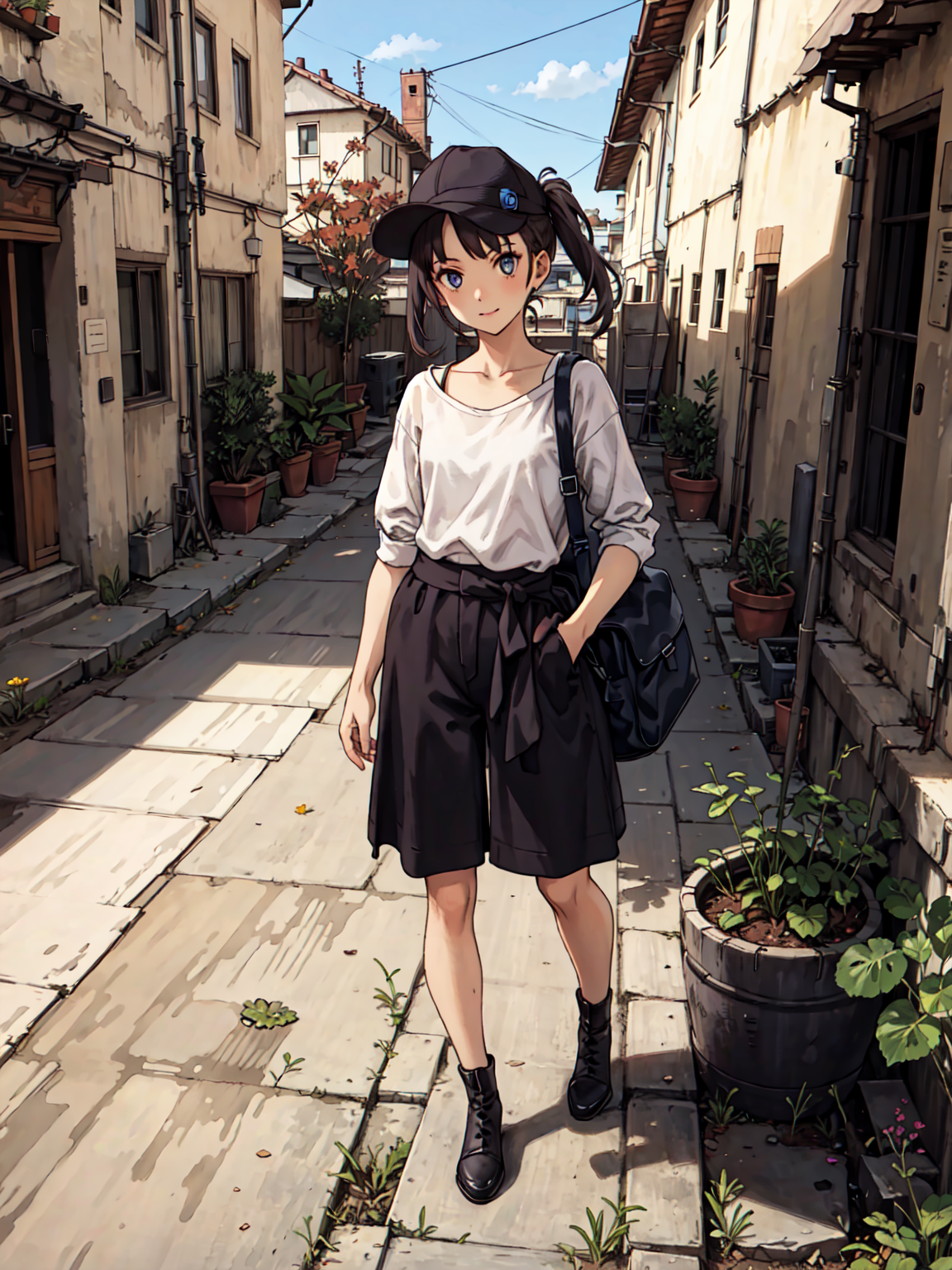 best quality, detailed background, girl, ,euro_street, random_wear,   <lora:ichinoseShikiTHEIDOLM_v10:1>