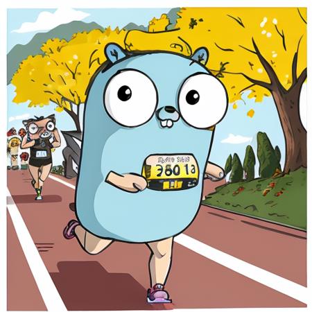 <lora:gophers_v1_locon:1> gopherArt, 2d, marathon runner