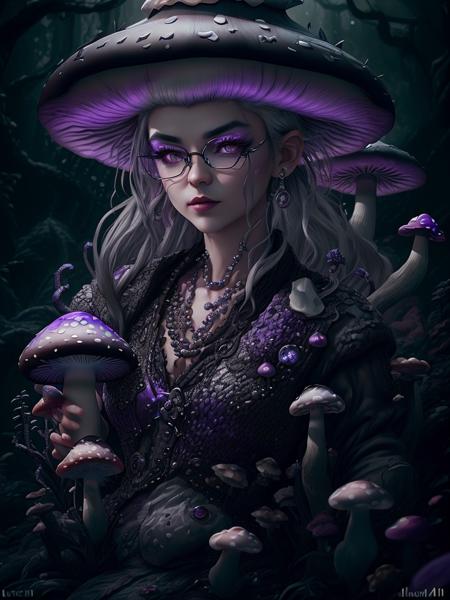 cute pale draconian maiai in full body pose, mix of dragon and girl, half dragon, silver ponytail with strands hair, (masterpiece), realistic, beautiful face, cinematic light, (beautiful purple cat eyes:1.3), perfect anatomy,dragon horns,
night sky moonlight, starry background,
fine detailed silver crescent glasses, pointy ears, cowboy shot, open mouth, (blackish ShroomPunkAI skin:1.3),black lips, black eye shadow,
hyperdetailed painting, luminism, 4k resolution,
Soft Lighting, Photographic Realism,
3d rendering, octane rendering, <lora:ShroomPunkAI:1>