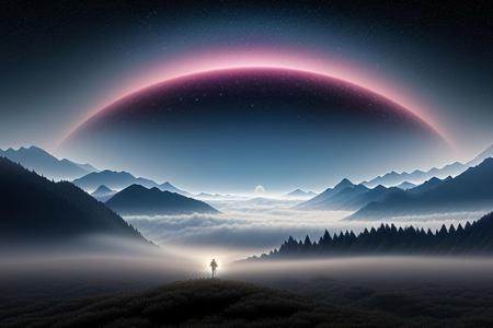 Space-themed hazy misty scene depicting an alien emerging from the fog
    <lora:epi_noiseoffset2:1> . Cosmic, celestial, stars, galaxies, nebulas, planets, science fiction, highly detailed