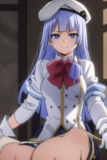 saikointelli, <lora:saiko intelli s3-lora-nochekaiser:1>,
saiko intelli, long hair, bangs, blunt bangs, blue eyes, blue hair, smile,
BREAK gloves, long sleeves, hat, bow, pantyhose, boots, white gloves, bowtie, red bow, beret, white headwear, knee boots, monocle,
BREAK indoors, classroom,
BREAK looking at viewer,
BREAK <lyco:GoodHands-beta2:1>, (masterpiece:1.2), best quality, high resolution, unity 8k wallpaper, (illustration:0.8), (beautiful detailed eyes:1.6), extremely detailed face, perfect lighting, extremely detailed CG, (perfect hands, perfect anatomy),