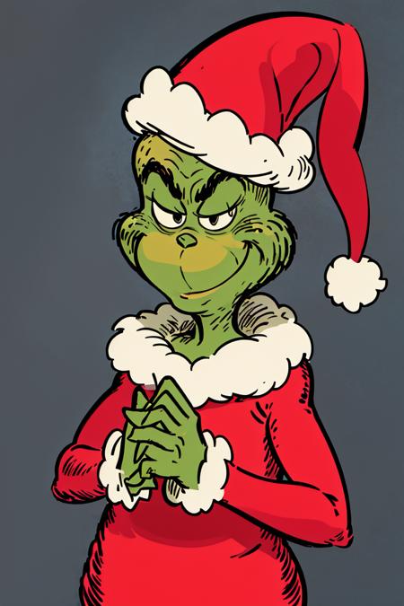 <lora:Alex_Ahad_Style:0.8>,((masterpiece,best quality)), absurdres, <lora:Grinch_v2:0.8>, Grinch, simple background, 1boy, hat, upper body, male focus, black background, christmas, santa hat, santa costume