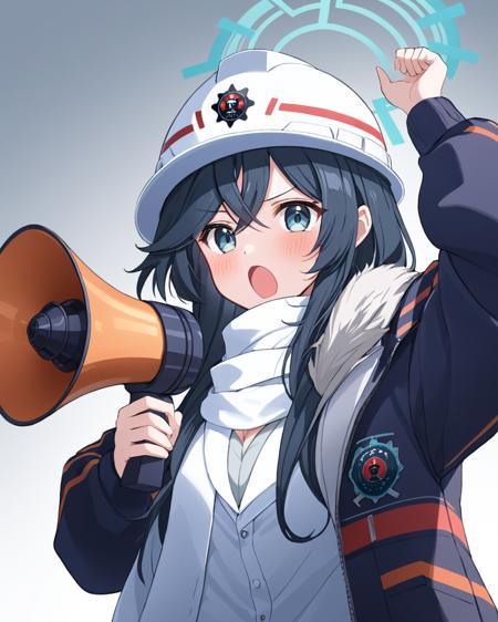 minori \(blue archive\),1girl, solo, megaphone, holding, white_background, blush, long_sleeves, hardhat, white_headwear, halo, scarf, simple_background, black_jacket, white_shirt, blurry, open_mouth
<lora:minori_(blue_archive)_image81_2023-12-01:1>halo. gorgeous,key visual, vibrant, studio anime,award-winning, professional, highly detailed,high budget, cinemascope