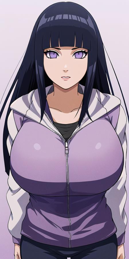 <lora:Hyuuga_HinataV2:0.7> hyuuga_hinata, huge_breasts, standing, solo, Purple_hooded_jacket_Blue_pants,, masterpiece, best quality, detailed face, detailed eyes, highres,