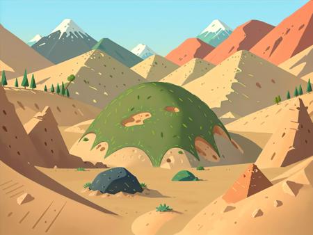 Desert landscape,natural landscape,
aqichahua,illustration,flat color,Flat style,(Masterpiece),(best quality),<lora:Landscape illustration:0.8>,landscape,stone,plant,