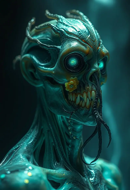 Masterpiece, a bioluminescence translucent clepto-parasitism/humanoid, 32k, 16k, 8k, cinematic art, realistic art, detail,