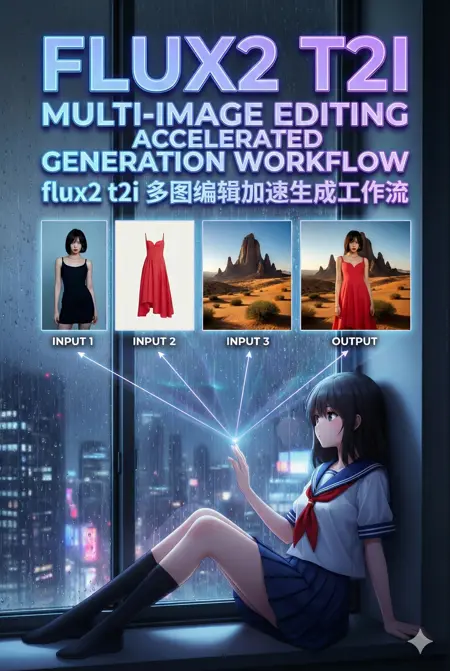 flux2 Multi-image editing & t2i accelerated generation workflow