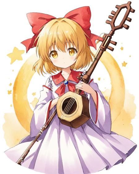 satsuki rin,1girl, solo, instrument, traditional_media, watercolor_\(medium\), painting_\(medium\), bow_\(music\), hair_bow, ribbon, hair_ornament, wide_sleeves, long_sleeves, skirt, red_bow, holding
<lora:satsuki_rin_image186_2023-12-11:1>,star-shaped_pupils,symbol-shaped_pupils,. gorgeous,key visual, vibrant, studio anime,award-winning, professional, highly detailed,high budget, cinemascope