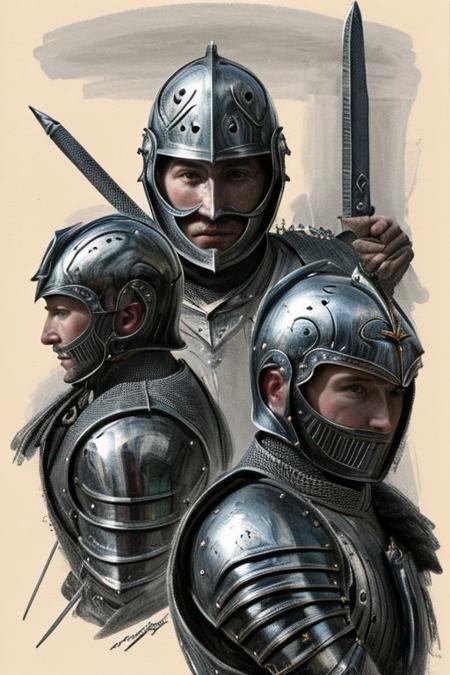 Pencil sketch, intricately detailed, rich shadows, highest resolution, highest quality, 8k UHD, 
the best perfect realistic HD ultra HD 4k image ,battle between knightsmedieval, nearby castle, weapons swords, super realistic picture 4k resolution, ultra HD, realizam, detailed visualizations of knights and landscape, detailed image of their faces and weapons and armor