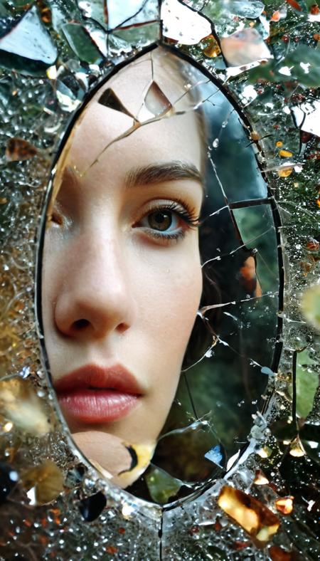 Capture the enigmatic essence of a shattered mirror reflecting distorted fragments of a parallel universes. Embrace the visual language of fractured realities, employing a mix of glitch and surrealism techniques to create a mind-bending photograph that challenges perception and transcends conventional boundaries.
<lora:add-detail-xl:1>,
<lora:MJ52:1>