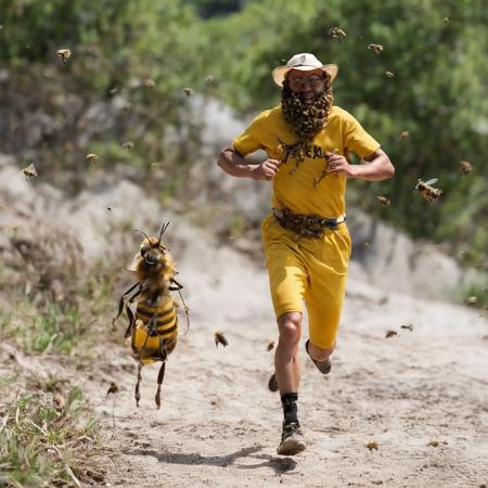 man run with bee  <lora:SDXL_bee_Sa_May_V11:1>