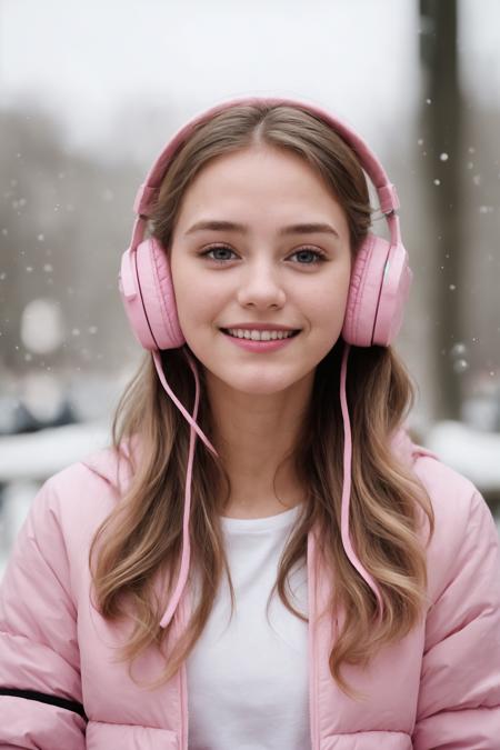 <comment:SUBJECT:0>
photograph of a 18 year old german girl, blonde, very attractive,
<comment:DESCRIPTOR:0>
long lashes, petite, cute,
<comment:HAIR:0>
long hair, curly hair,
<comment:FACE:0>
beautiful face, petite face, youthful face, cute face, nice joyful smile, excited gaze,
flushed cheeks, nices contoured youthful cheeks, beautiful nose, perfect nose,
small nose,
<comment:EYES:0>
green eyes, perfect round eyes, realistic fine detailed eyes, hyper beautiful eyes,
absolute stunning eyes,
<comment:BODY:0>
small body, petite body, medium breasts,
<comment:CLOTHES:0>
(((wearing a open pink down winter jacket with white fleece))), (((wearing pink headphones))), waering a white tank top, pastel blue denim jeans, nice styled clothes,
<comment:MEDIA:0>
in winter, snowfall, Porta 160 color, shot on ARRI ALEXA 65, bokeh, sharp focus on subject,
<comment:WEBSITE_ARTIST:0>
shot by Don McCullin,
<comment:LORAs:0>
<comment:EMBEDDINGS:0>