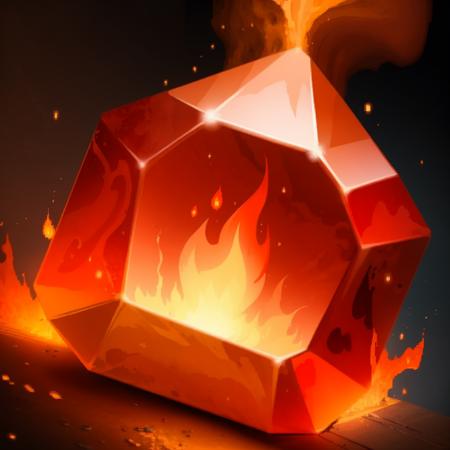 masterpiece, best quality, <lora:FantasyIcons_Gemstones:0.8>,  red gemstone, fire, swirling flames, glowing gem,