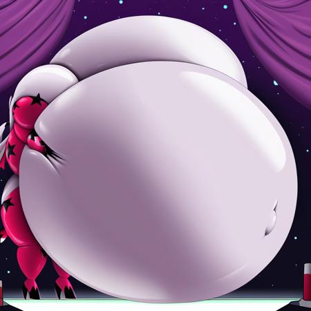 Verosika Mayday from Helluva Boss, belly size bigger than main body)), (gigantic belly:2.0), goddess