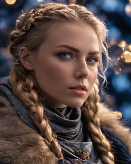 ((((masterpiece)), photographic)), professional detailed portrait, ultra high detail, sharp, insanely detailed, 



A fiercely proud Nordic girl stands, her presence exuding unwavering strength. Her blonde braids cascade down her back, framing a face marked by determination and resilience. This stunning portrait captures her piercing blue eyes, reflecting the icy landscapes of her homeland. The intricate details of her embroidered Viking armor and fur-lined cloak speak of her warrior spirit. This high-quality painting seamlessly combines power and grace, drawing the viewer into the captivating story of a fierce Nordic warrior princess. playful body manipulations, divine proportion, non-douche smile, gaze into the camera, holographic shimmer, whimsical lighting, enchanted ambiance, soft textures, imaginative artwork, ethereal glow, silent Luminescence, whispering Silent, iridescent Encounter, vibrant background, by Skyrn99, full body, (((rule of thirds))), high quality, high detail, high resolution, (bokeh:2), backlight, long exposure:2,





<lora:xl_more_art-full_v1:0.3>, 
<lora:AetherPunkAIv2:0.5>, aetherpunkai,
<lora:WowifierXL-V2:0.2>, 
<lora:orangeblack:1.0>, 
<lora:ReaLora:0.7>, 
<lora:RMSDXL_Enhance:3>, 
<lora:RMSDXL_Photo:0.8>, 
<lora:psychedelicai-SDXL-V2-000008:1>, 
<lora:EnvyBetterHiresFixXL01:0:hr=1>,  
<lora:add-detail-xl:0.8>, 
<lora:DetailedEyes_V3:1.2>, 
<lora:PerfectEyesXL:1.0>,
<lora:mjv6:0.6>,





