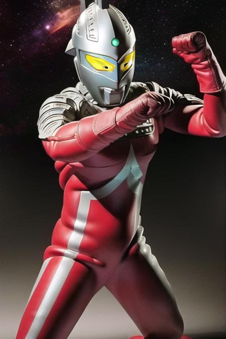 Best quality, masterpiece,
1boy, <lora:UltraSeven:1>, UltraSeven, astronaut, bodysuit, colored_skin, giant, gloves, glowing, helmet, pilot_suit, red_bodysuit, red_gloves, space_helmet, spacesuit, yellow_eyes, realistic, solo,
a giant in city, fighting stance,