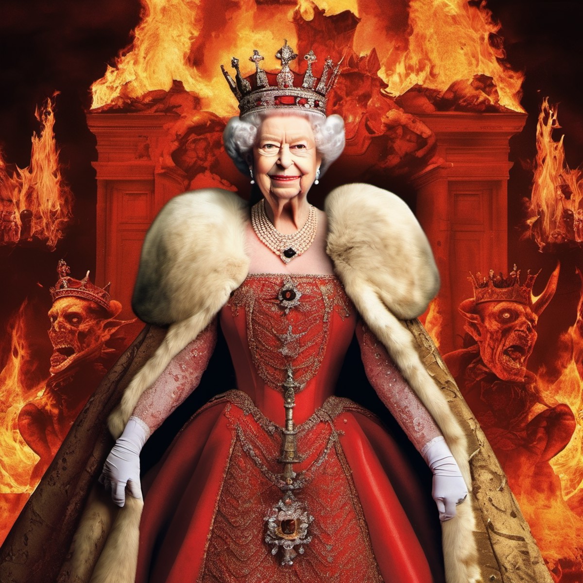 (queen elizabeth:1.1) in hell