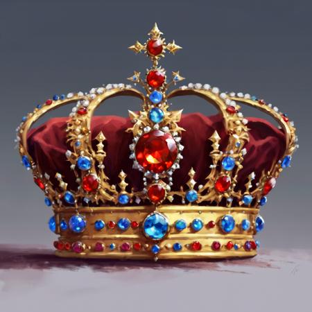 artwork in jrst artstyle of a crown with jewels, hd, 4k, high-quality